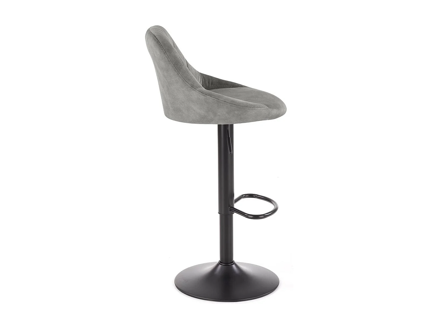 Chaise de bar en velours gris avec structure en métal noir BOHORT