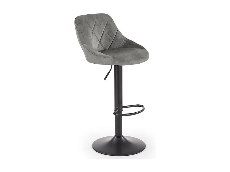 Chaise de bar en velours gris avec structure en métal noir BOHORT