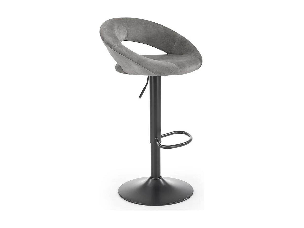 Tabouret de bar contemporain en velours gris avec structure en métal noir BEDIVERE
