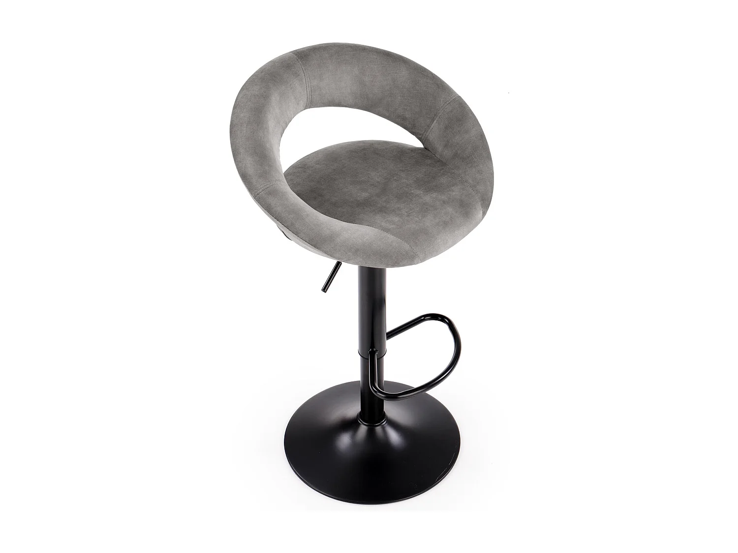 Tabouret de bar contemporain en velours gris avec structure en métal noir BEDIVERE