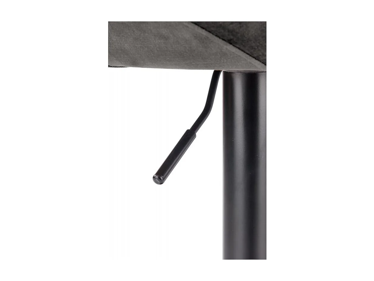 Tabouret de bar contemporain en velours gris avec structure en métal noir BEDIVERE