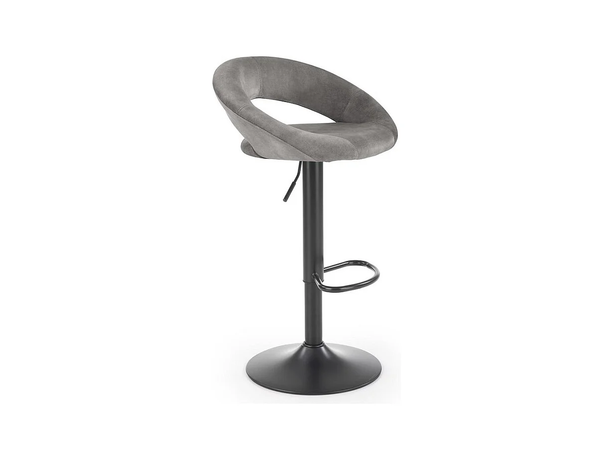 Tabouret de bar contemporain en velours gris avec structure en métal noir BEDIVERE