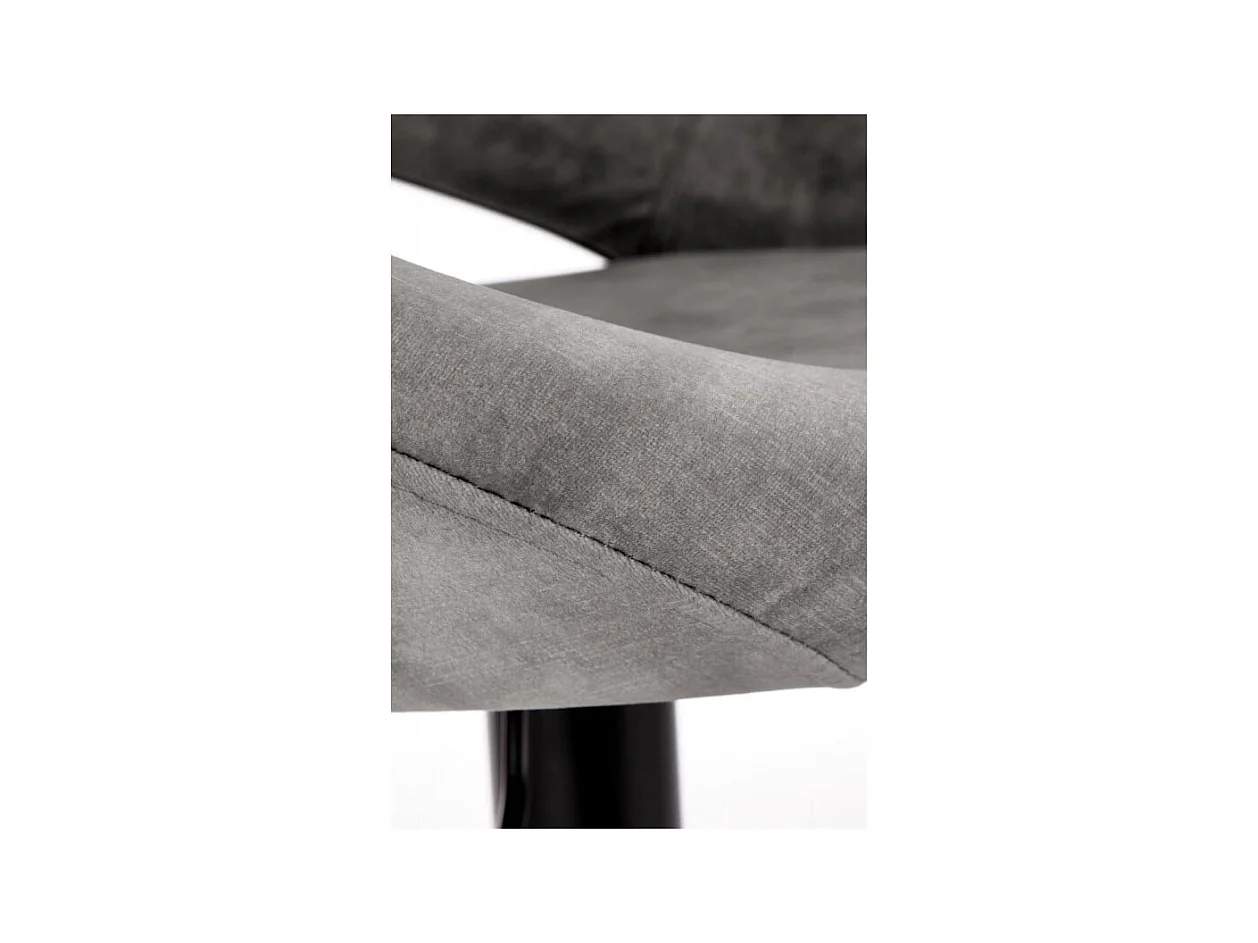 Taburete de bar contemporáneo de terciopelo gris con estructura de metal negro BEDIVERE