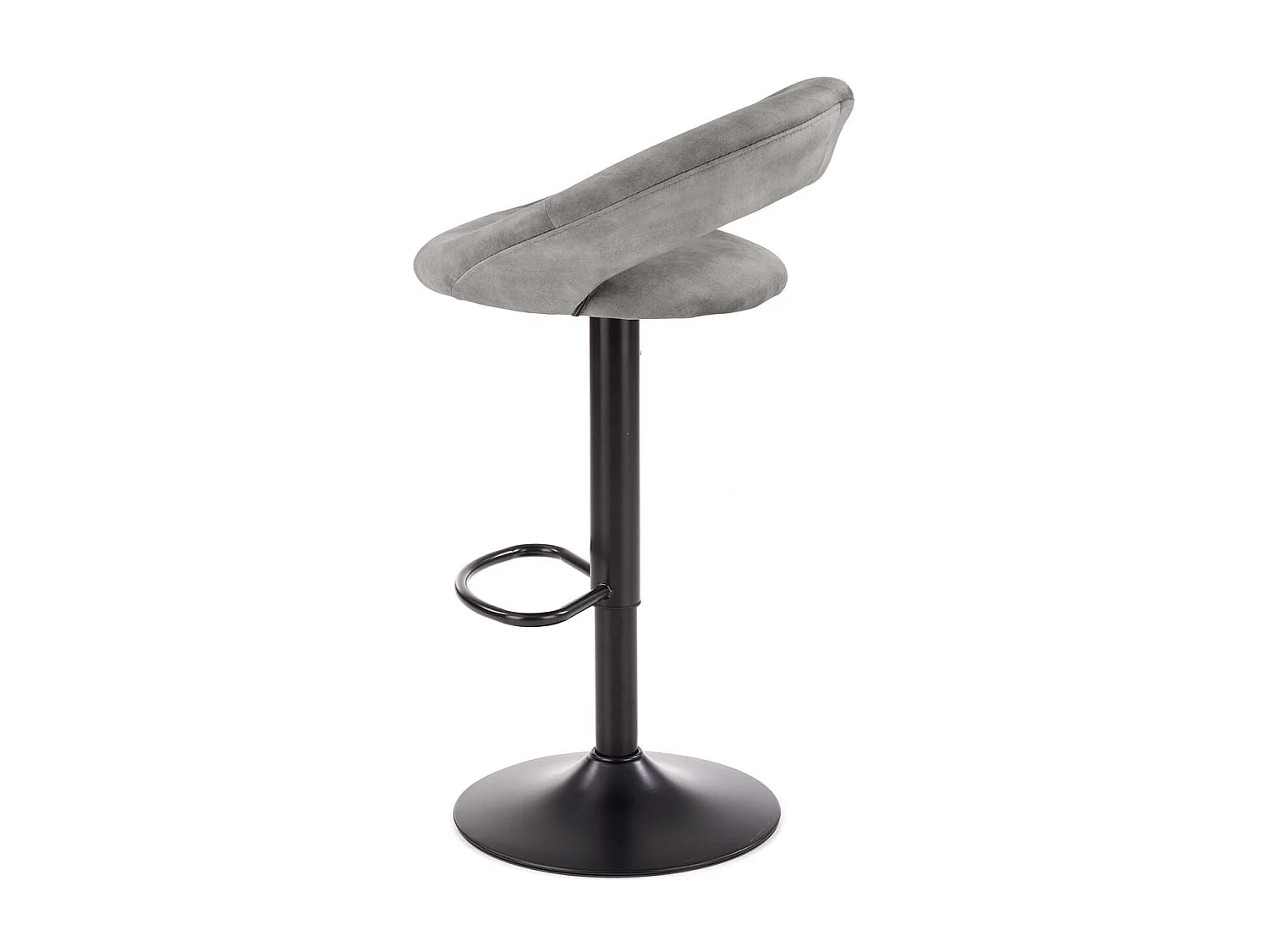 Tabouret de bar contemporain en velours gris avec structure en métal noir BEDIVERE