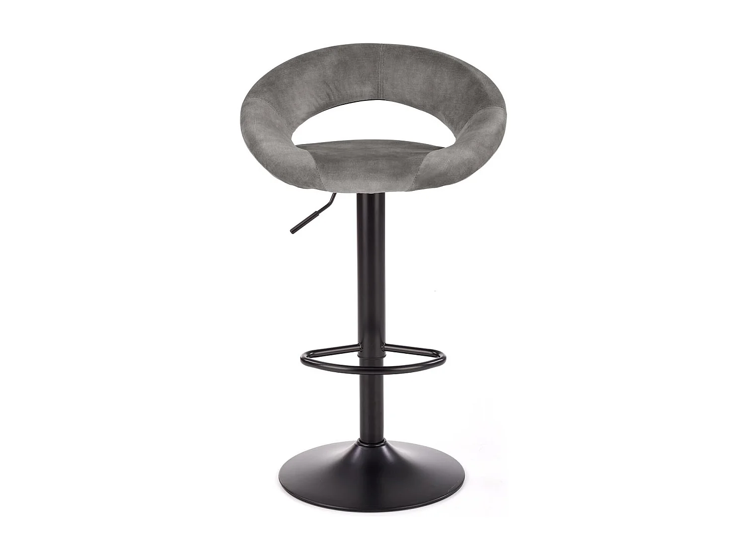 Tabouret de bar contemporain en velours gris avec structure en métal noir BEDIVERE