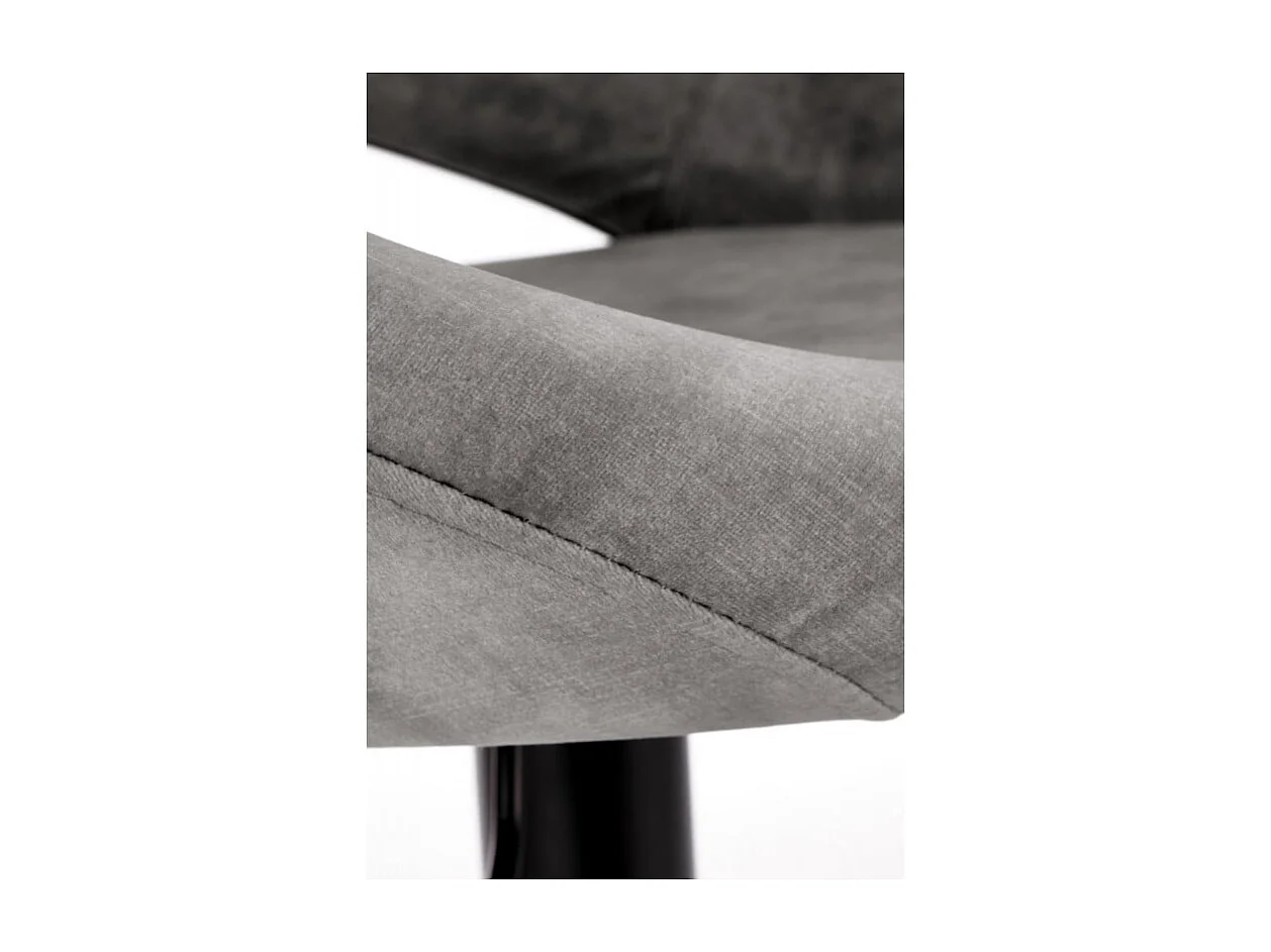 Tabouret de bar contemporain en velours gris avec structure en métal noir BEDIVERE