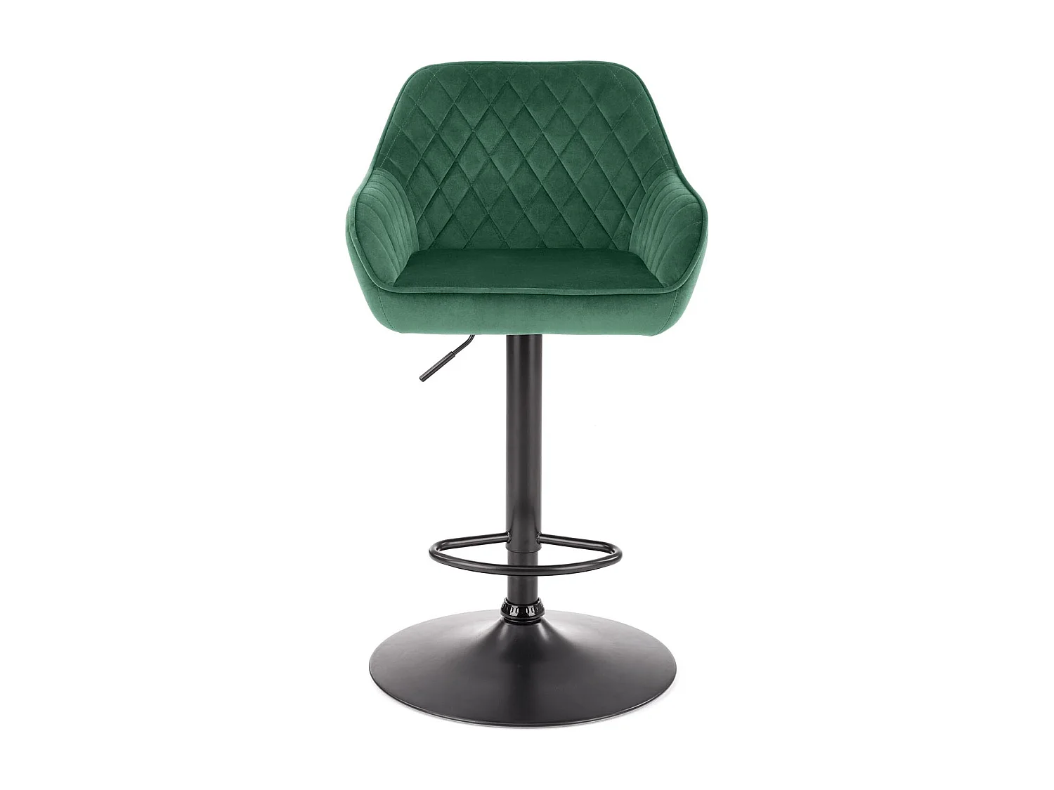 Chaise de bar ajustable en hauteur en velours vert avec pied en métal EDEN
