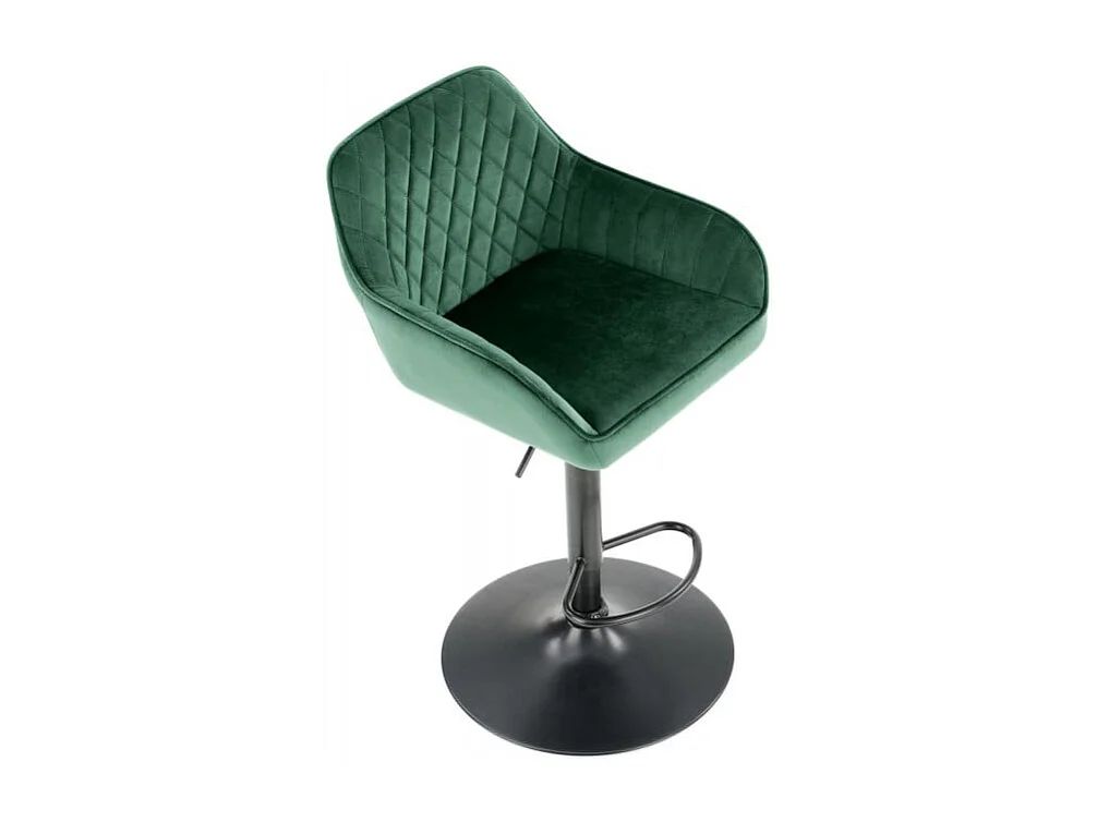 Chaise de bar ajustable en hauteur en velours vert avec pied en métal EDEN