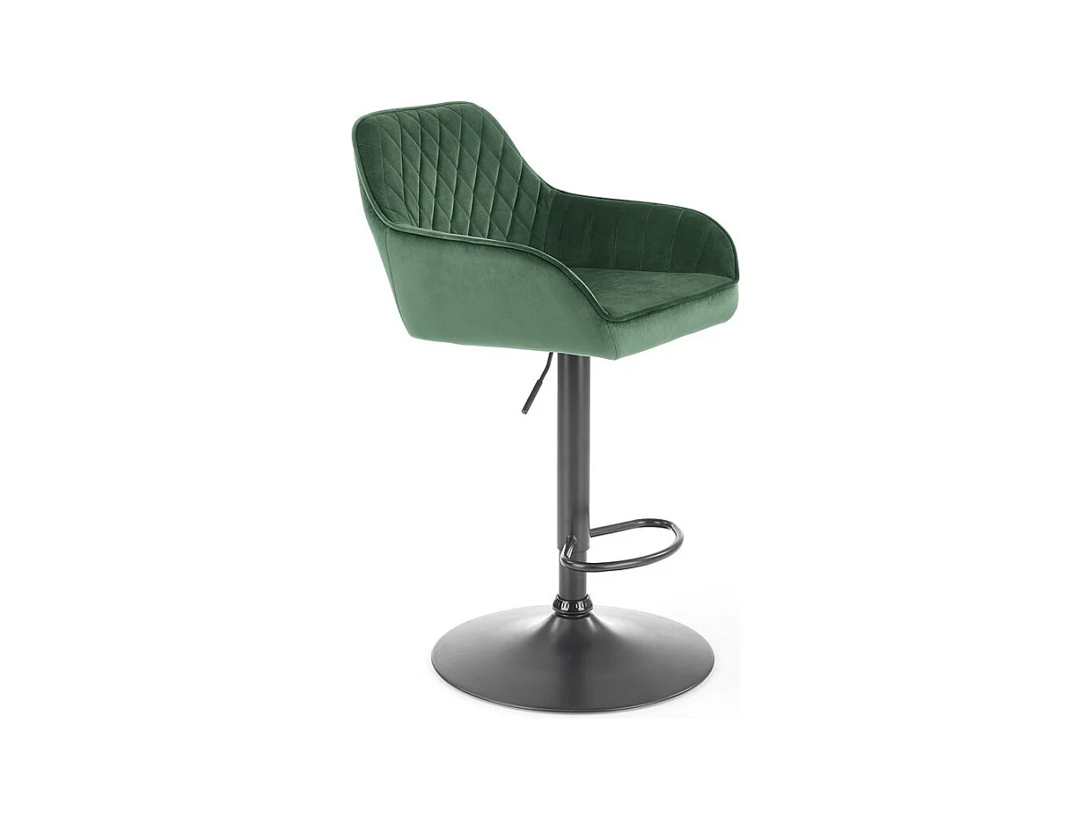 Chaise de bar ajustable en hauteur en velours vert avec pied en métal EDEN