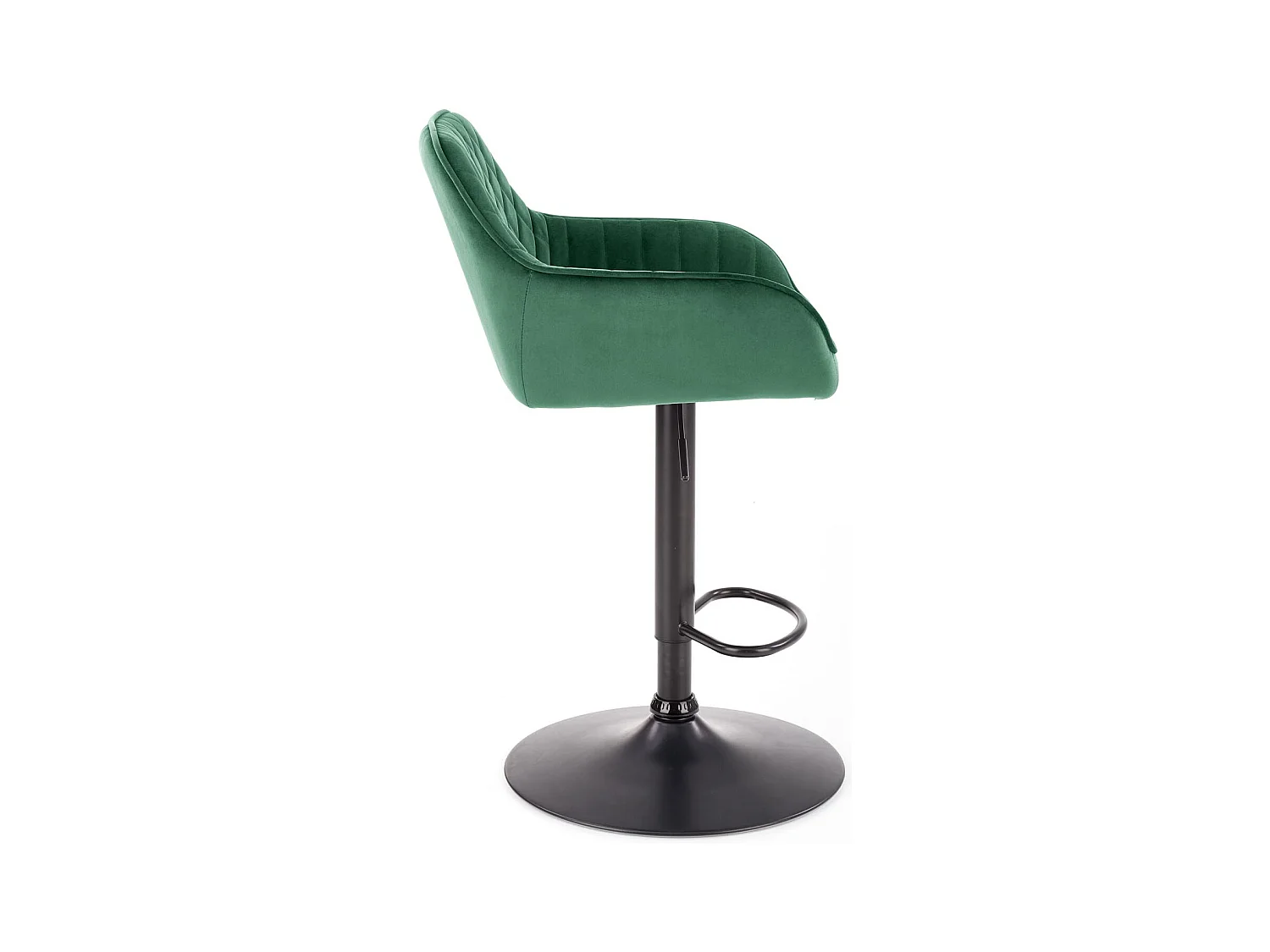 Silla de bar regulable en altura de terciopelo verde con patas de metal EDEN