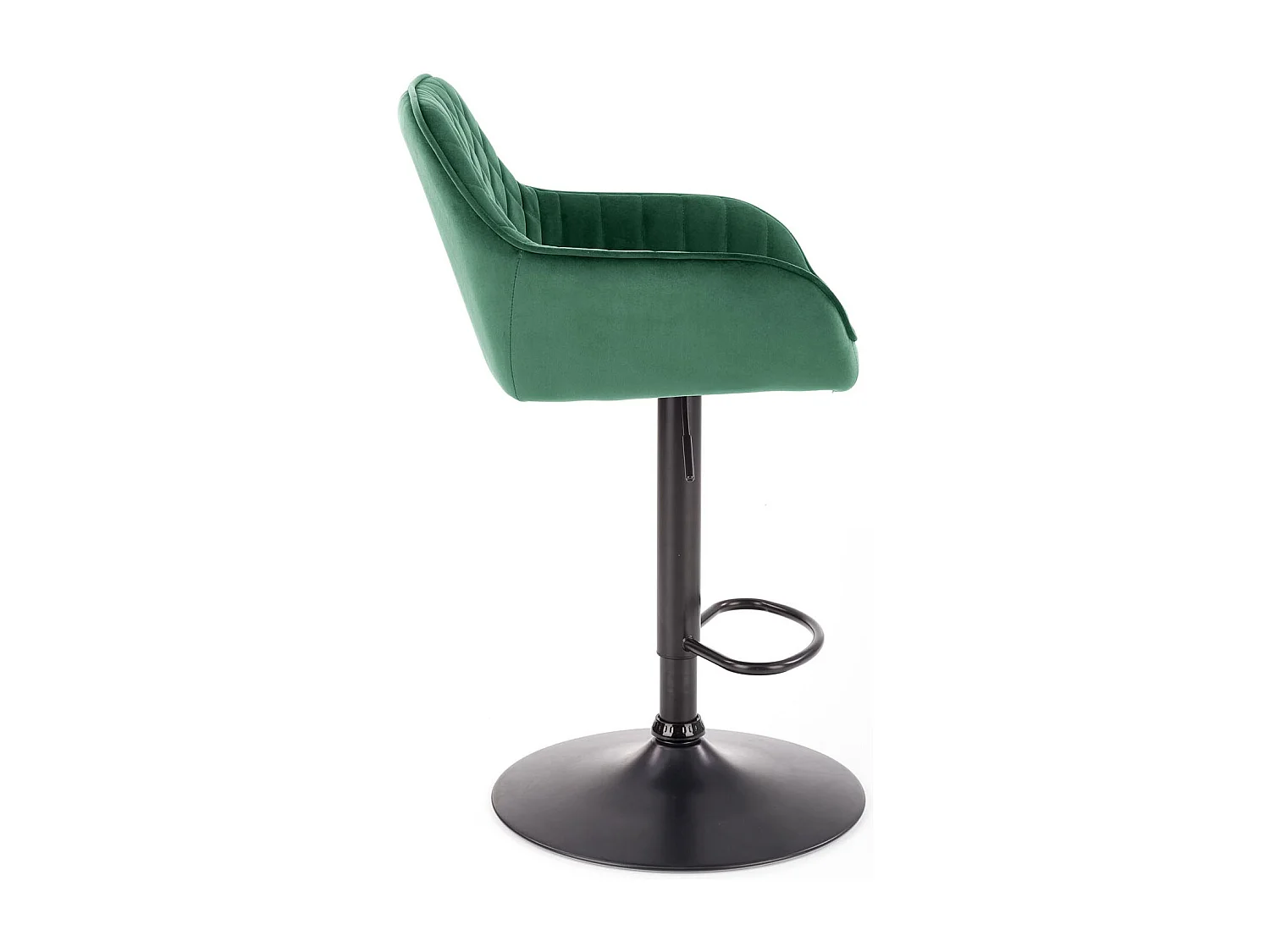 Chaise de bar ajustable en hauteur en velours vert avec pied en métal EDEN