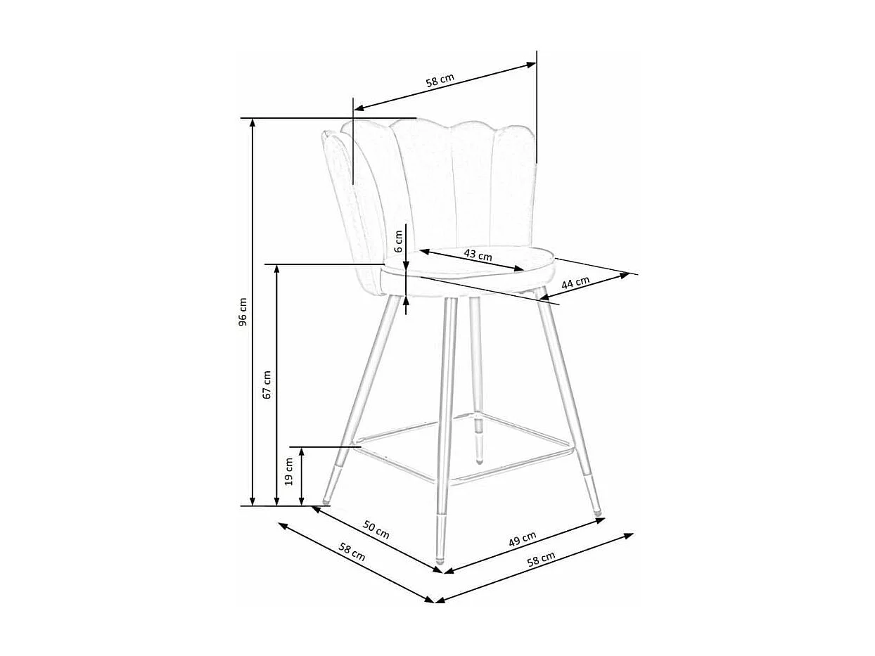 Tabouret de bar design velours vert Sundo