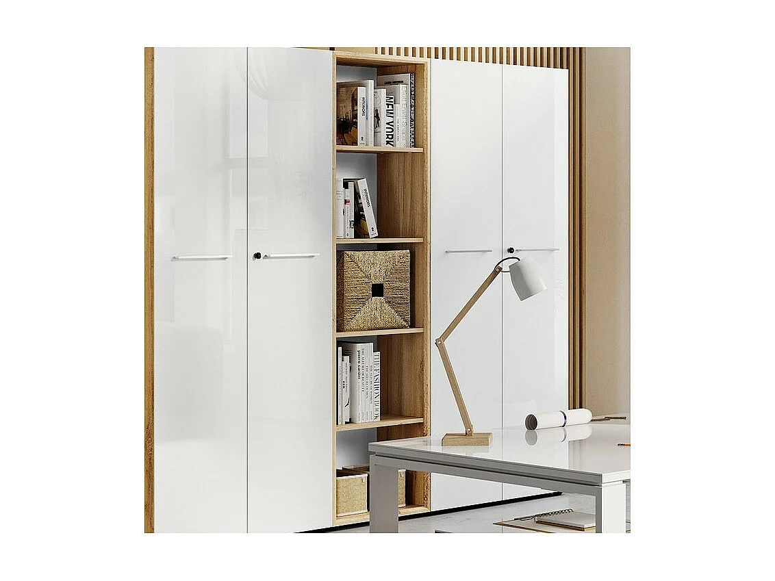 Scaffale a colonna bianco e legno Next