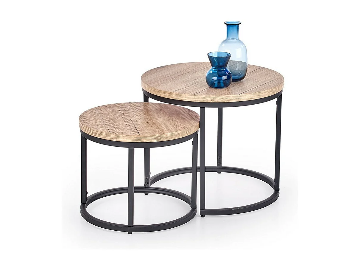 Tables gigognes rondes bois et métal Seven