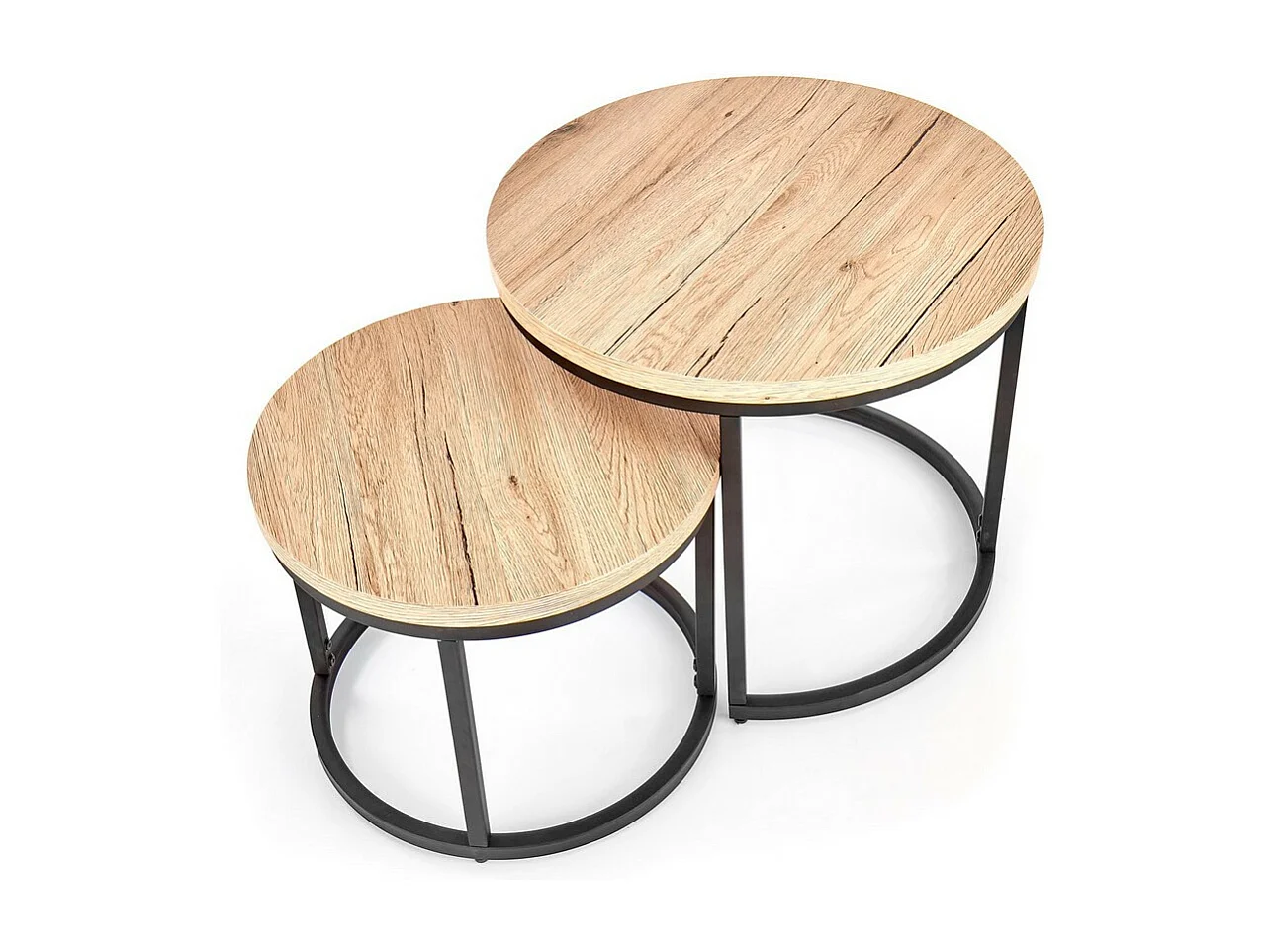 Tables gigognes rondes bois et métal Seven