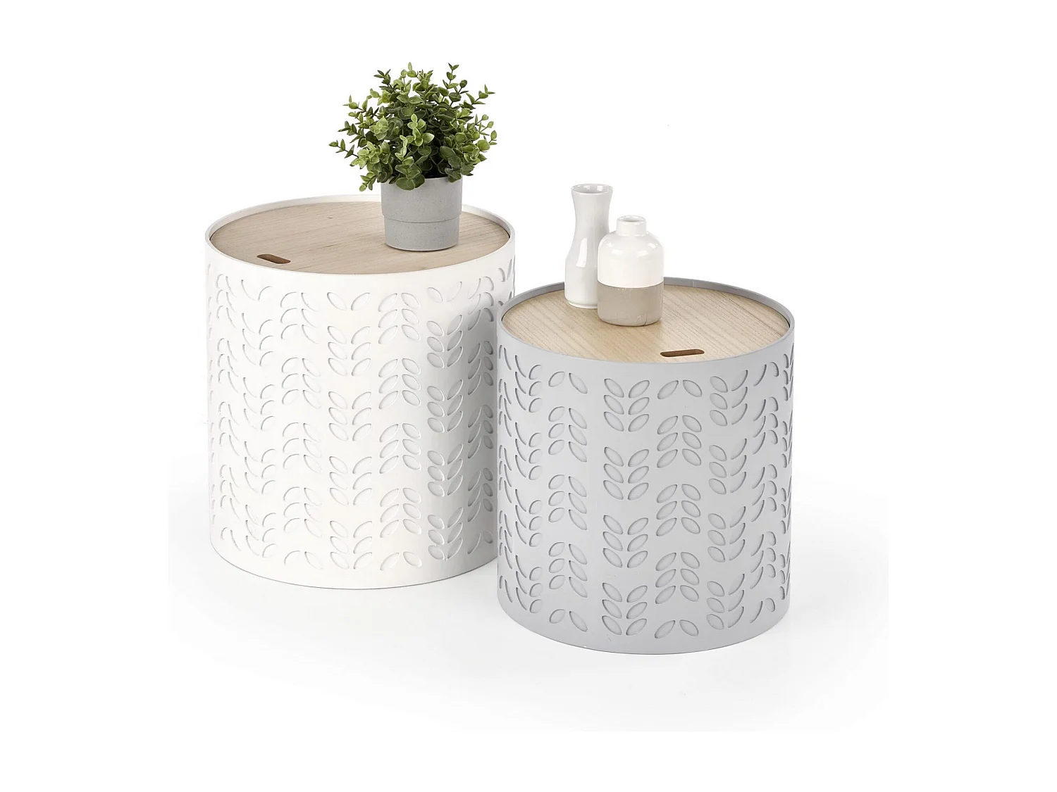 Ensemble de deux tables d'appoint avec espaces de rangement LAPETUS