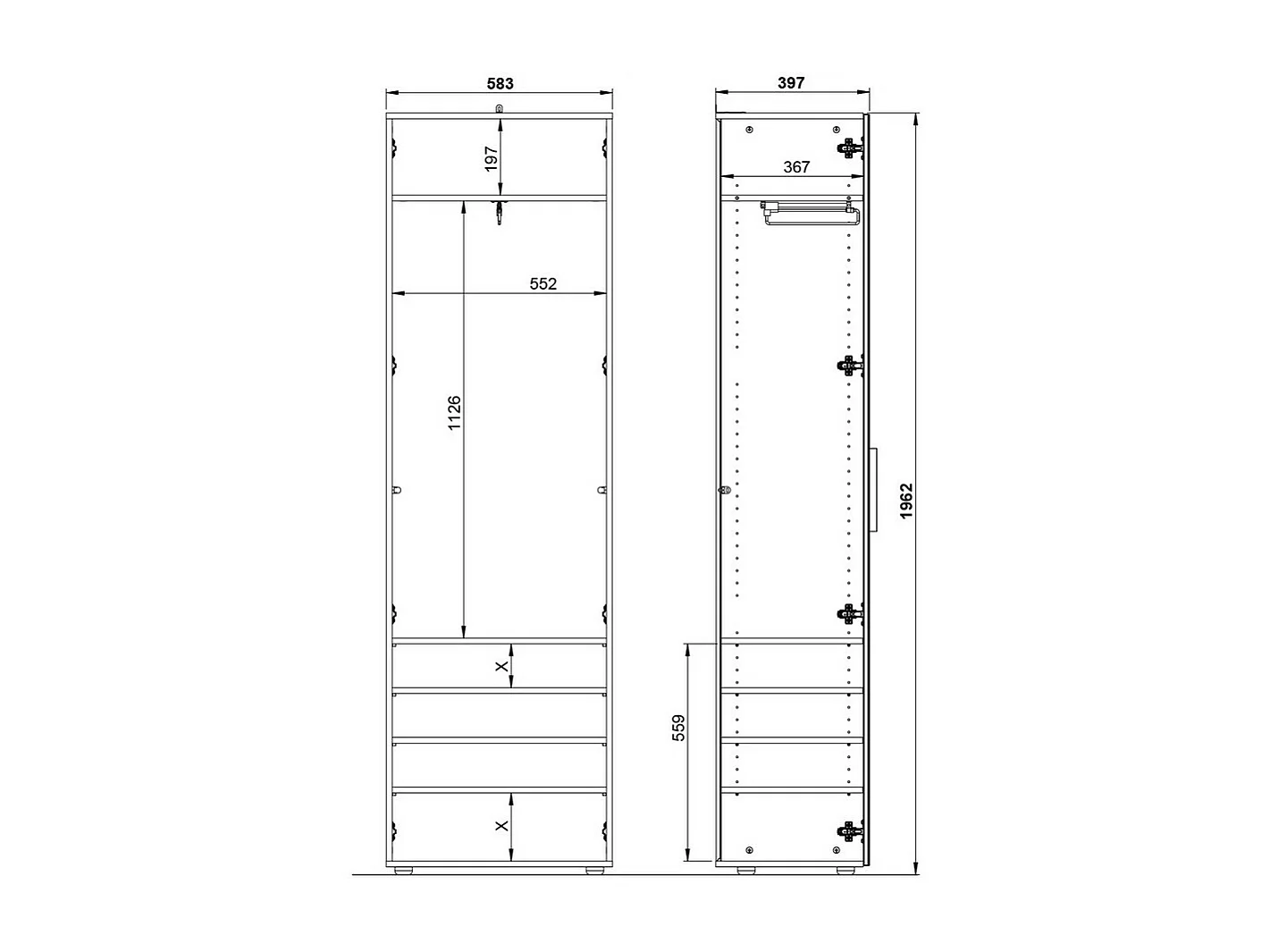 Armoire d'entrée design verre gris 2 portes Artom