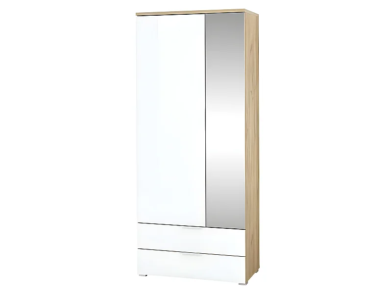 Armario de recibidor escandinavo con espacio para colgar y espejo 196x84x40cm Rosvik