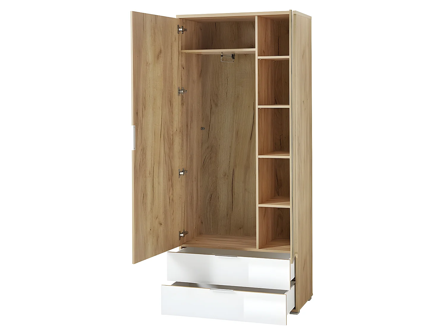 Armadio da ingresso scandinavo con appendiabiti e specchio 196x84x40cm Rosvik