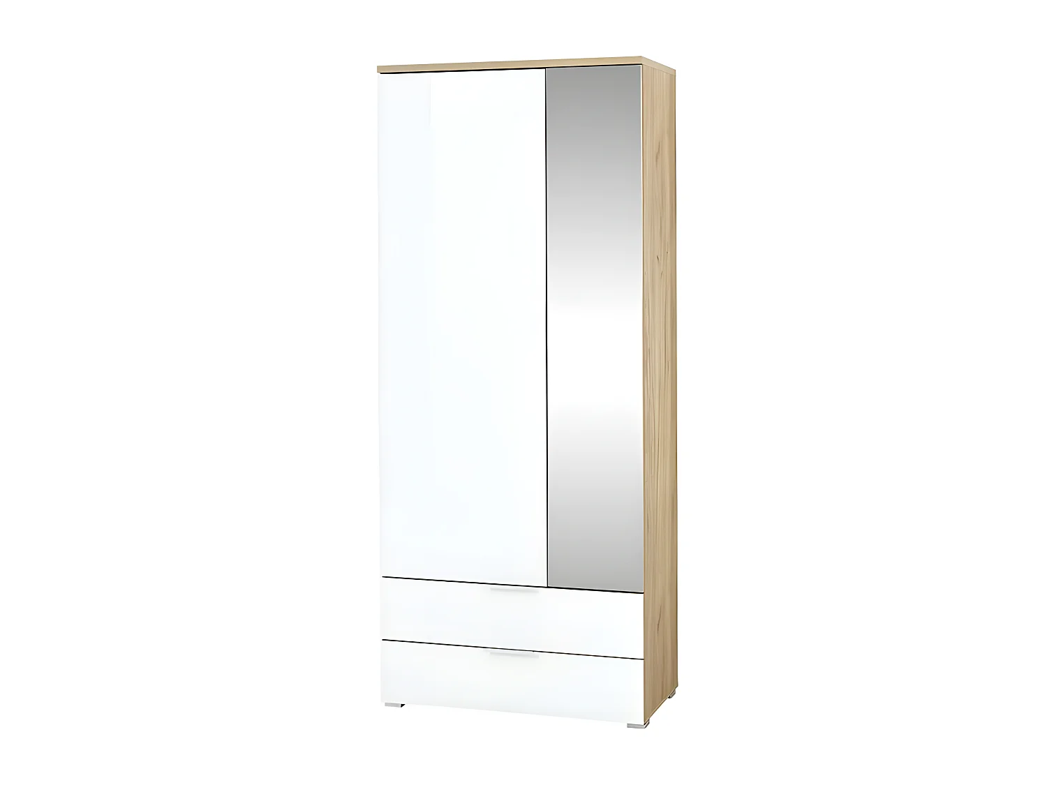 Armoire entrée scandinave avec penderie et miroir 196x84x40cm Rosvik