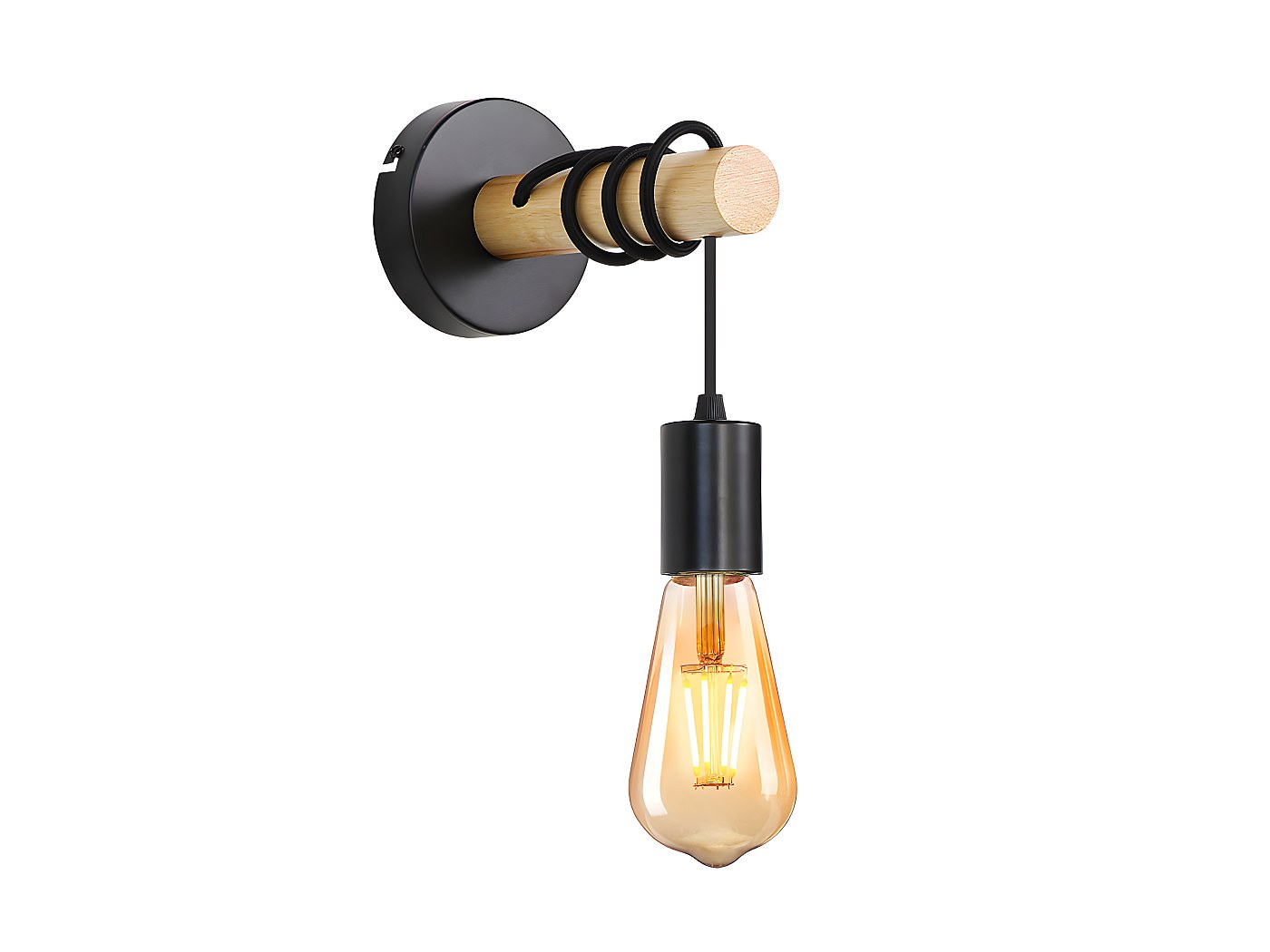 Lampada Da Parete Industriale Retrò In Legno • Illuminazione Italia - Foto 10