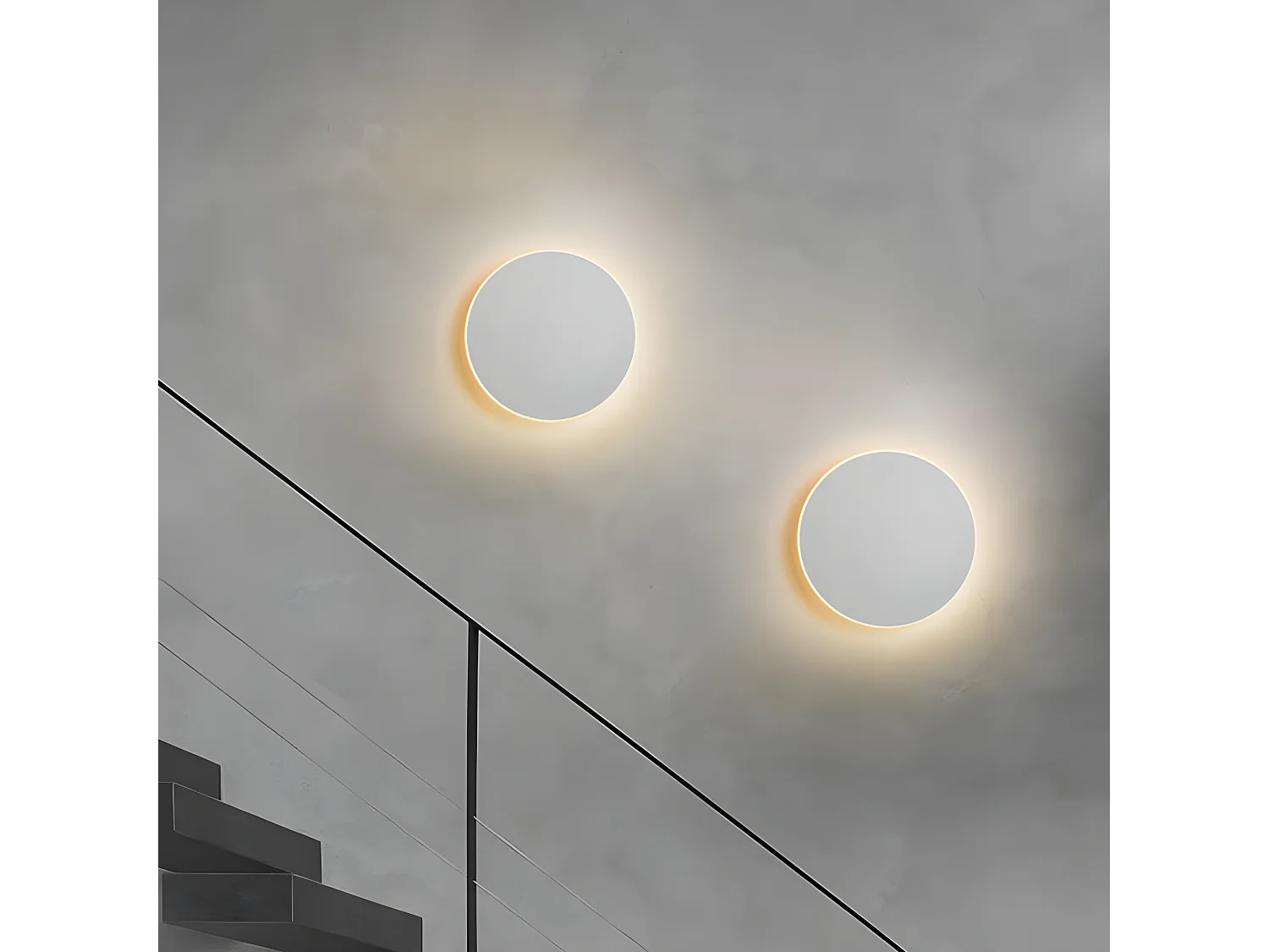 Applique murale LED rond, 20*20*4cm, blanc, interrupteur tactile, en métal