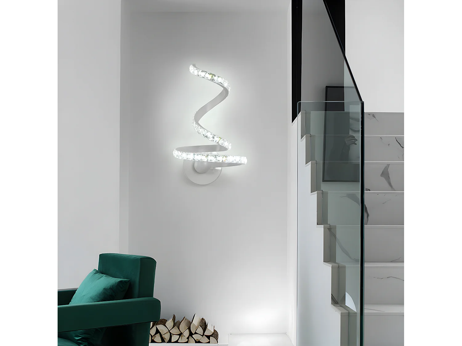 Kristall-LED-Wandleuchte für den Innenbereich, 30 x 18 cm, Silber, 12 W, weißes Licht