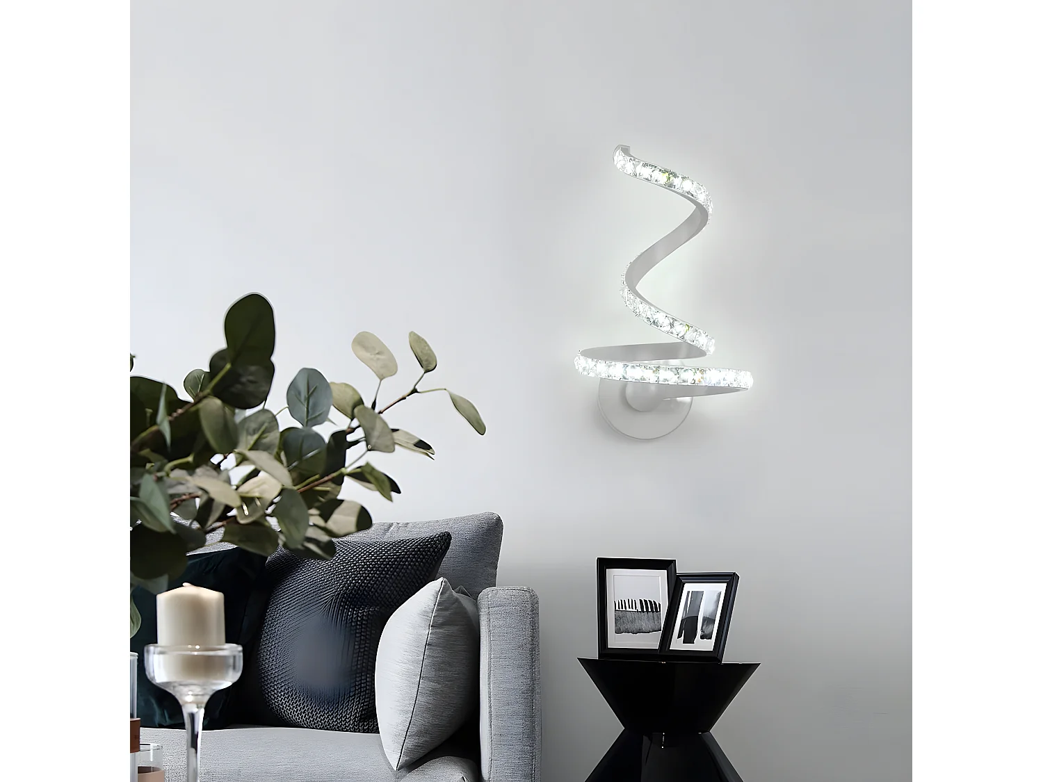 Kristall-LED-Wandleuchte für den Innenbereich, 30 x 18 cm, Silber, 12 W, weißes Licht