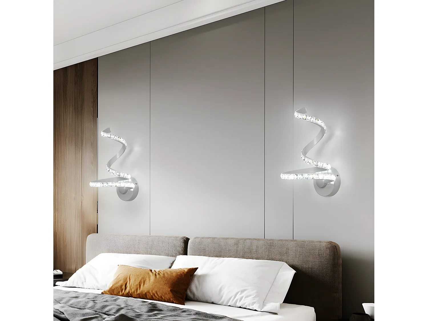 Kristall-LED-Wandleuchte für den Innenbereich, 30 x 18 cm, Silber, 12 W, weißes Licht