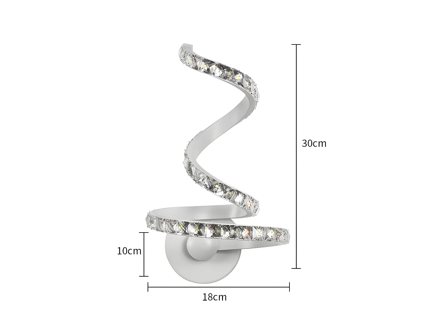 Kristall-LED-Wandleuchte für den Innenbereich, 30 x 18 cm, Silber, 12 W, weißes Licht