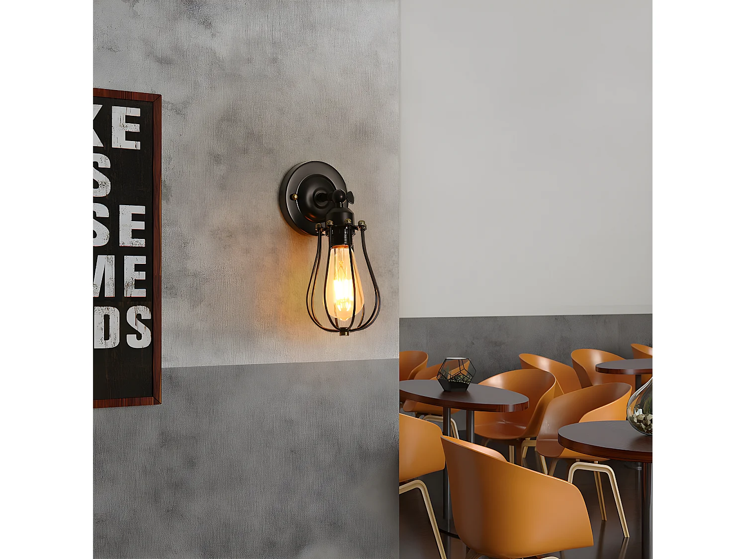 2 retrò industriale, nero, 28*15*12 cm lampada da parete industriale, ferro, senza lampadina E27