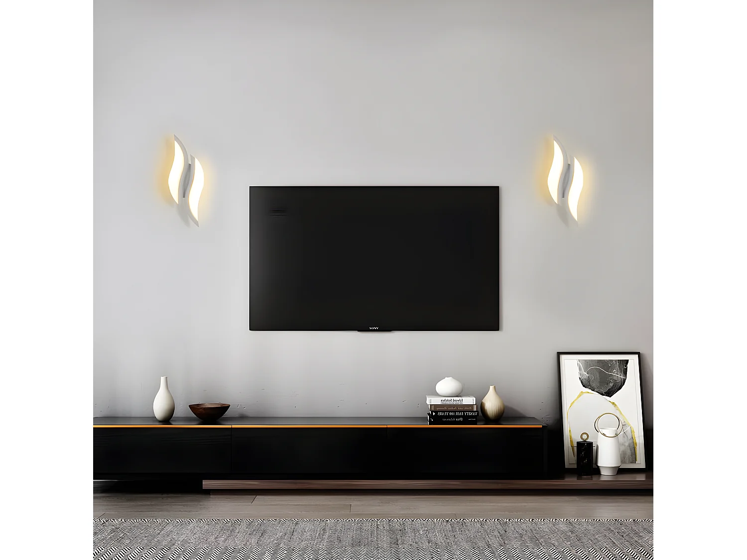 Applique murale intérieure led moderne, blanc, 29*10*5cm,12w 2300lm, lumière blanc chaud