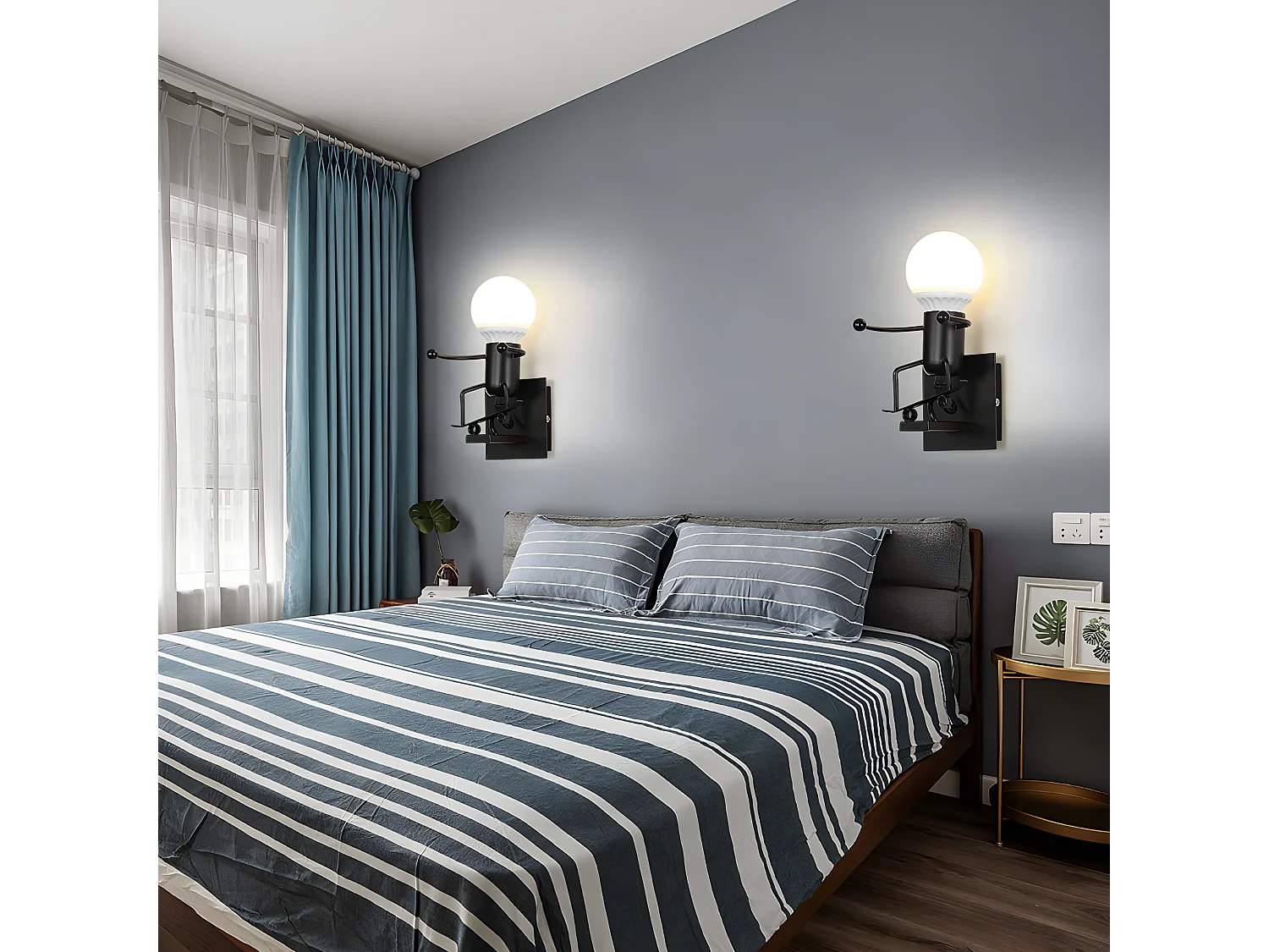 Applique murale vintage industriel, noir, 12*10*10cm, e27 sans ampoule, en fer