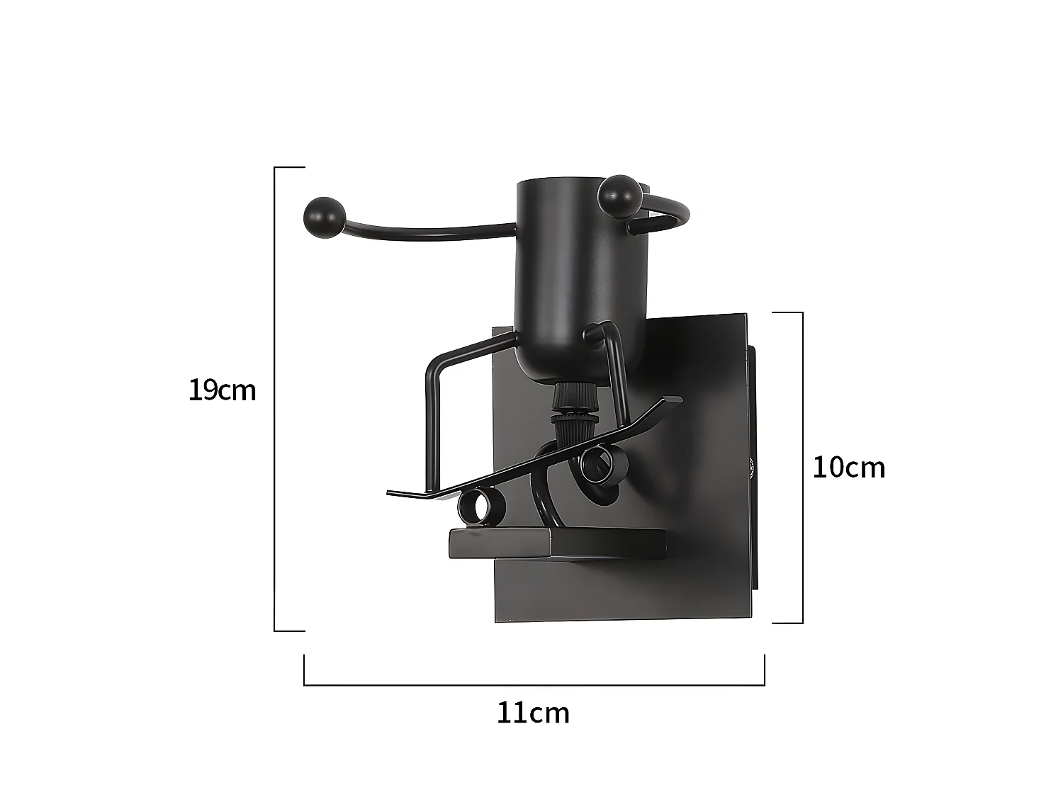 Applique murale vintage industriel, noir, 12*10*10cm, e27 sans ampoule, en fer