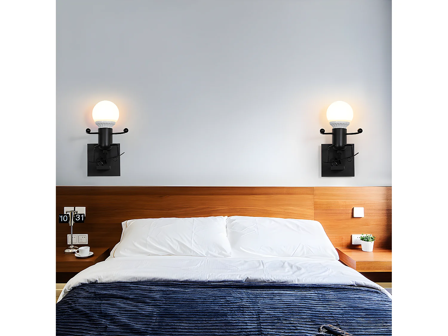 Applique murale vintage industriel, noir, 12*10*10cm, e27 sans ampoule, en fer