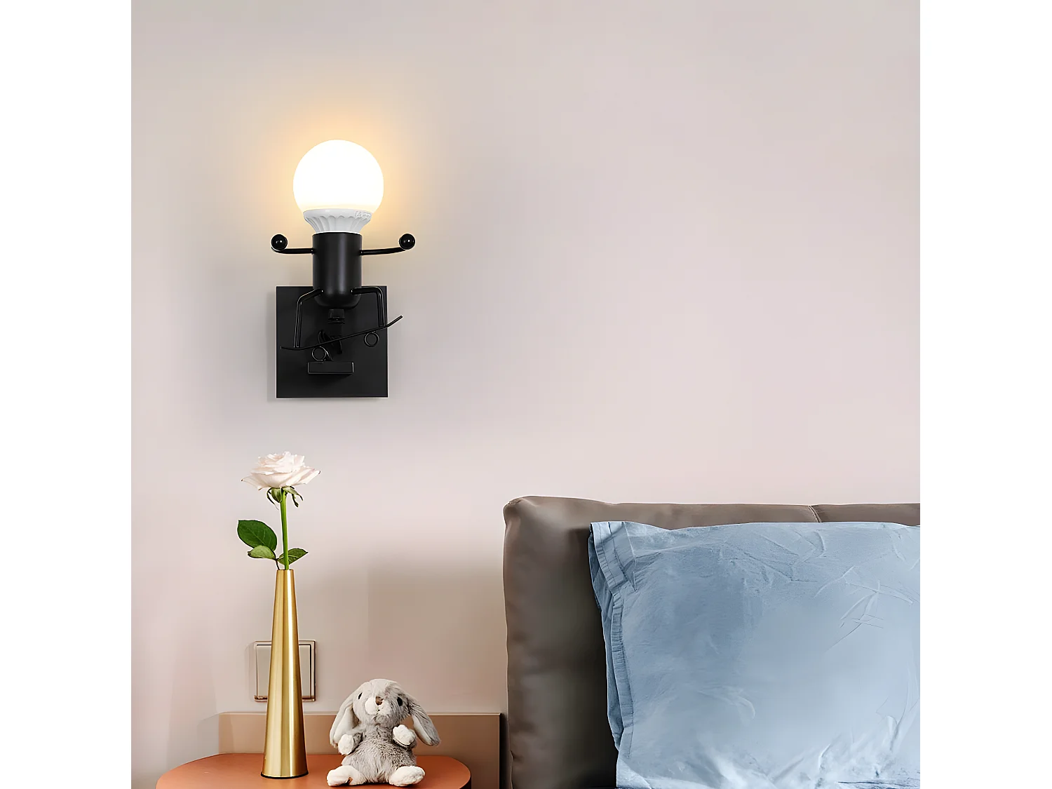 Applique murale vintage industriel, noir, 12*10*10cm, e27 sans ampoule, en fer