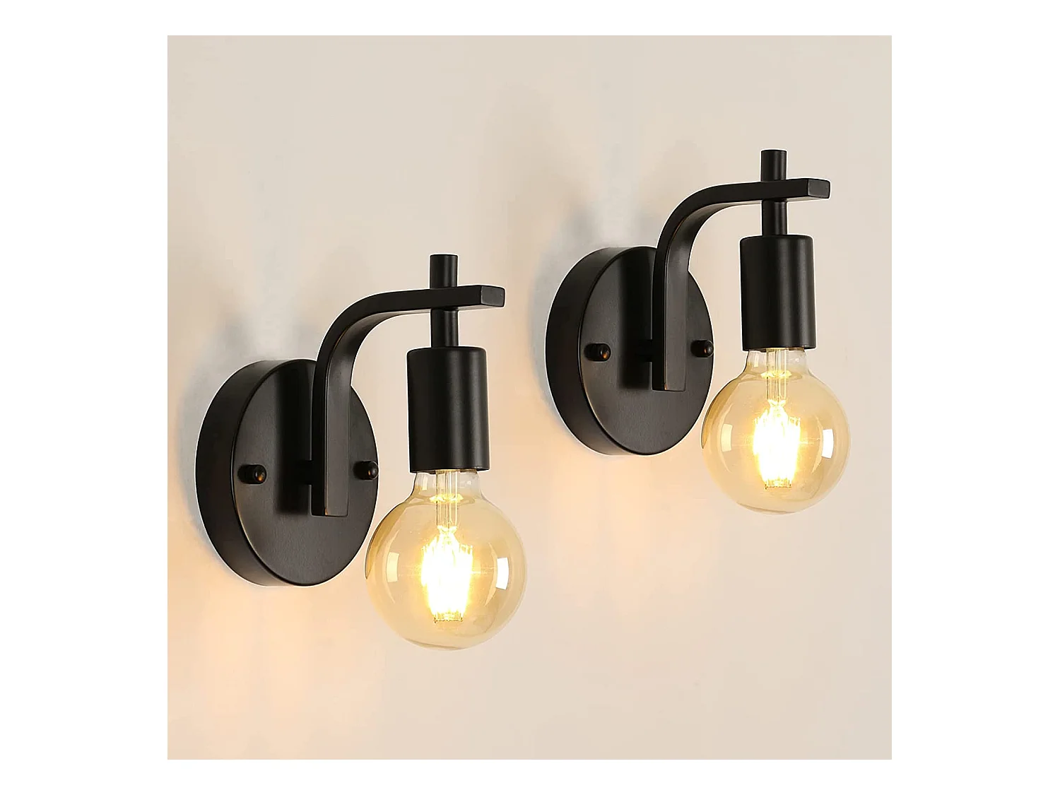 2 pack applique murale interieur vintage, 15*12*17cm, en métal, E27 sans ampoule