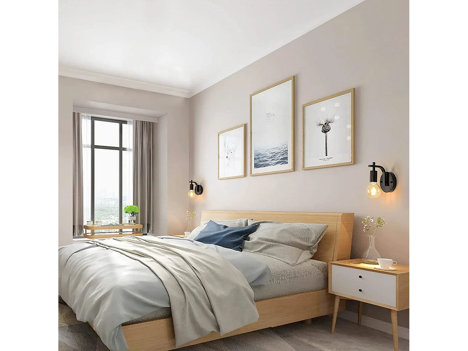 2 pack applique murale interieur vintage, 15*12*17cm, en métal, E27 sans ampoule