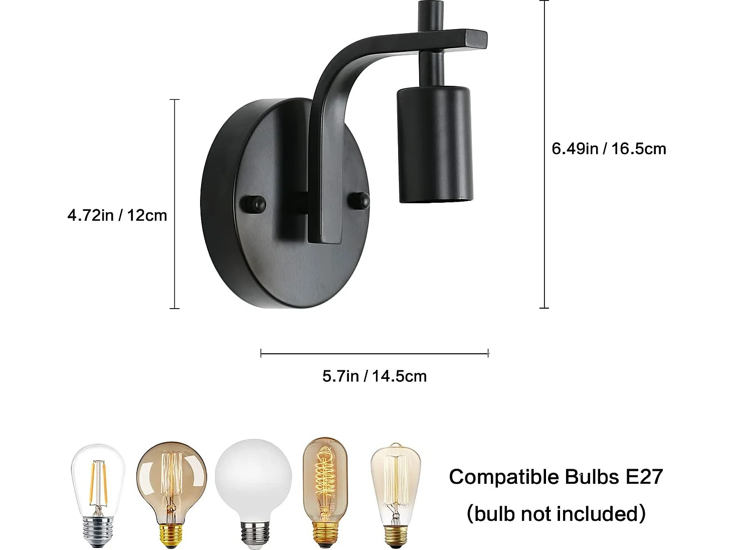 2 pack applique murale interieur vintage, 15*12*17cm, en métal, E27 sans ampoule