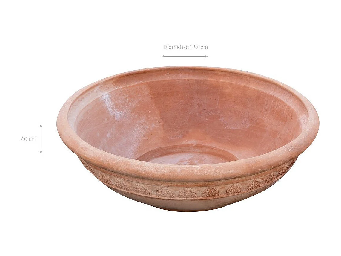 BISCOTTINI Vase - En Terre Cuite Antique - Coupe - Pot de Fleurs - Jardinière - Jardin - Mobilier - 127x127x40 cm