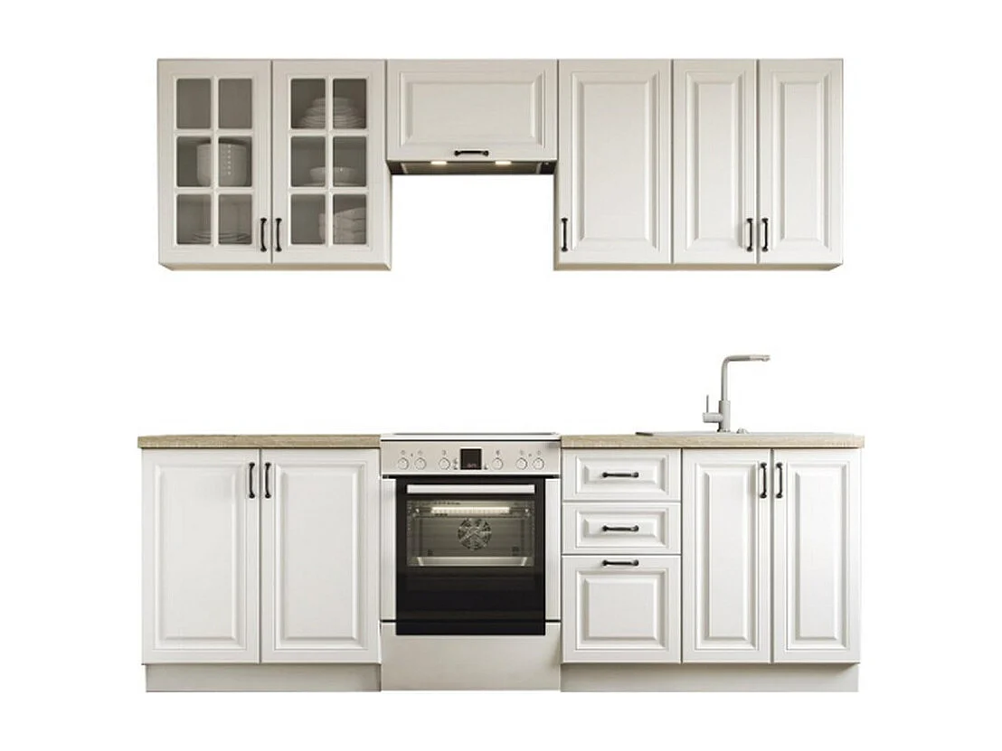 Cucina bianca opaca con piano di lavoro in rovere Sonoma CORVUS