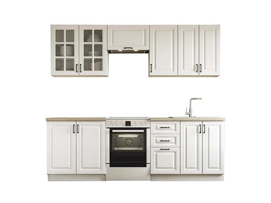 Cuisine blanc mat avec plan de travail aspect chêne sonoma CORVUS
