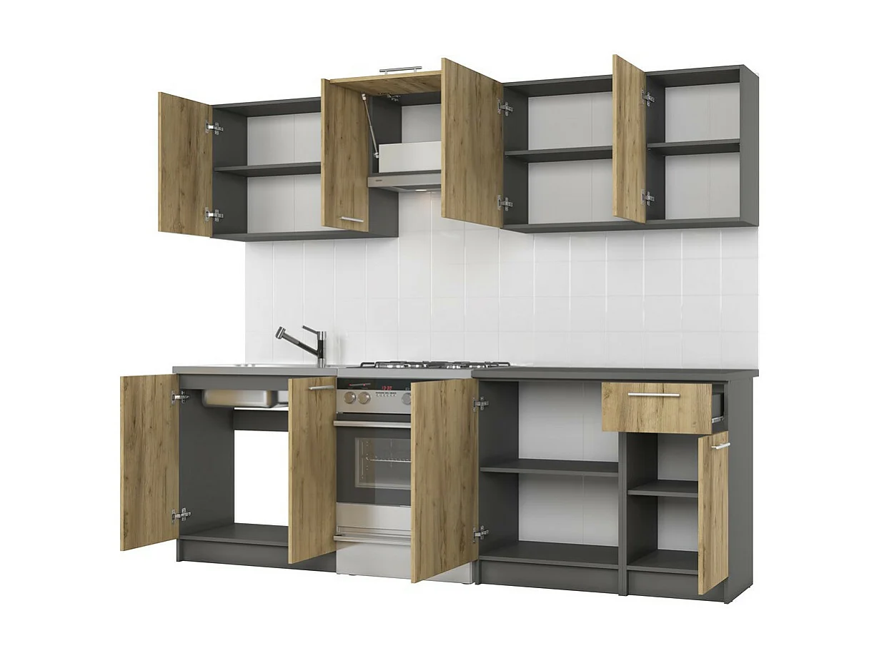 Cucina in stile grigio antracite e rovere Wotan RUSTICA