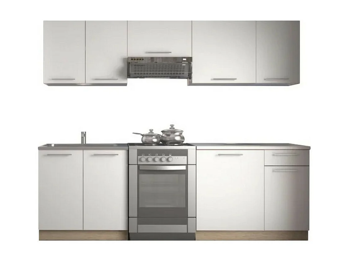 Cocina blanca con encimera de roble RUSTICA