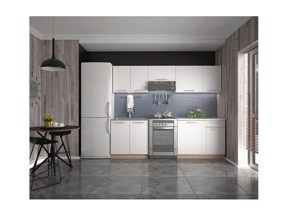 Cocina blanca con encimera de roble RUSTICA