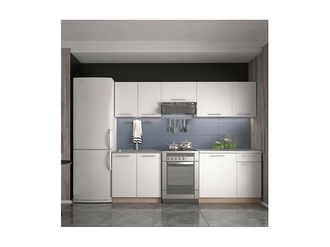 Cucina bianca con piano di lavoro in stile rovere RUSTICA