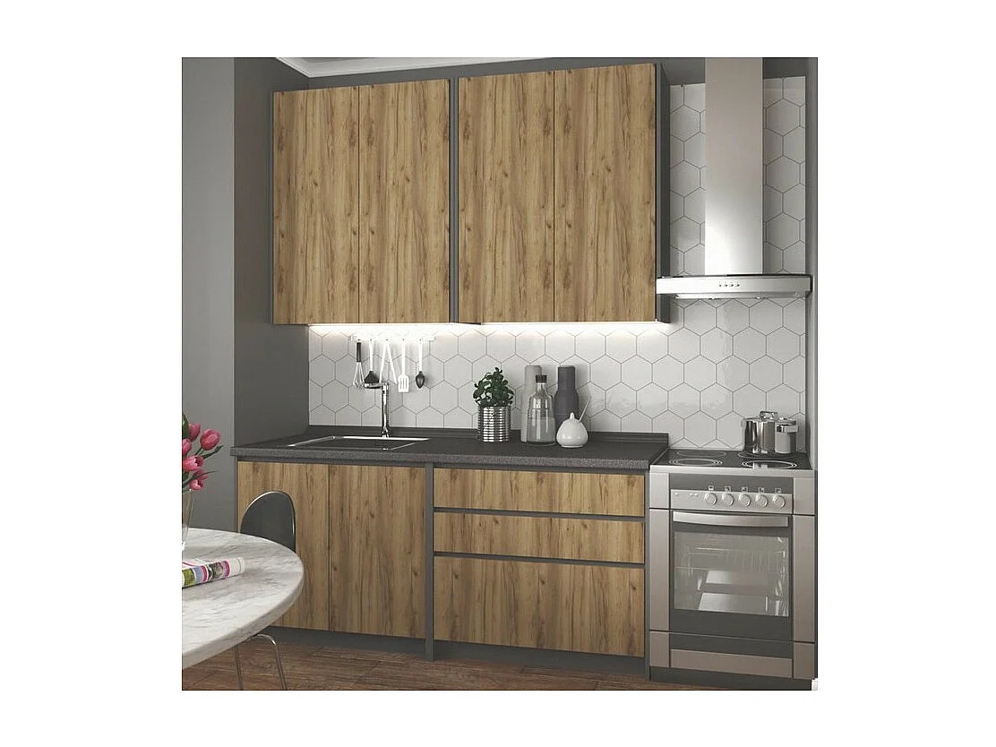 Cucina di design grigio carbone e rovere BINGO