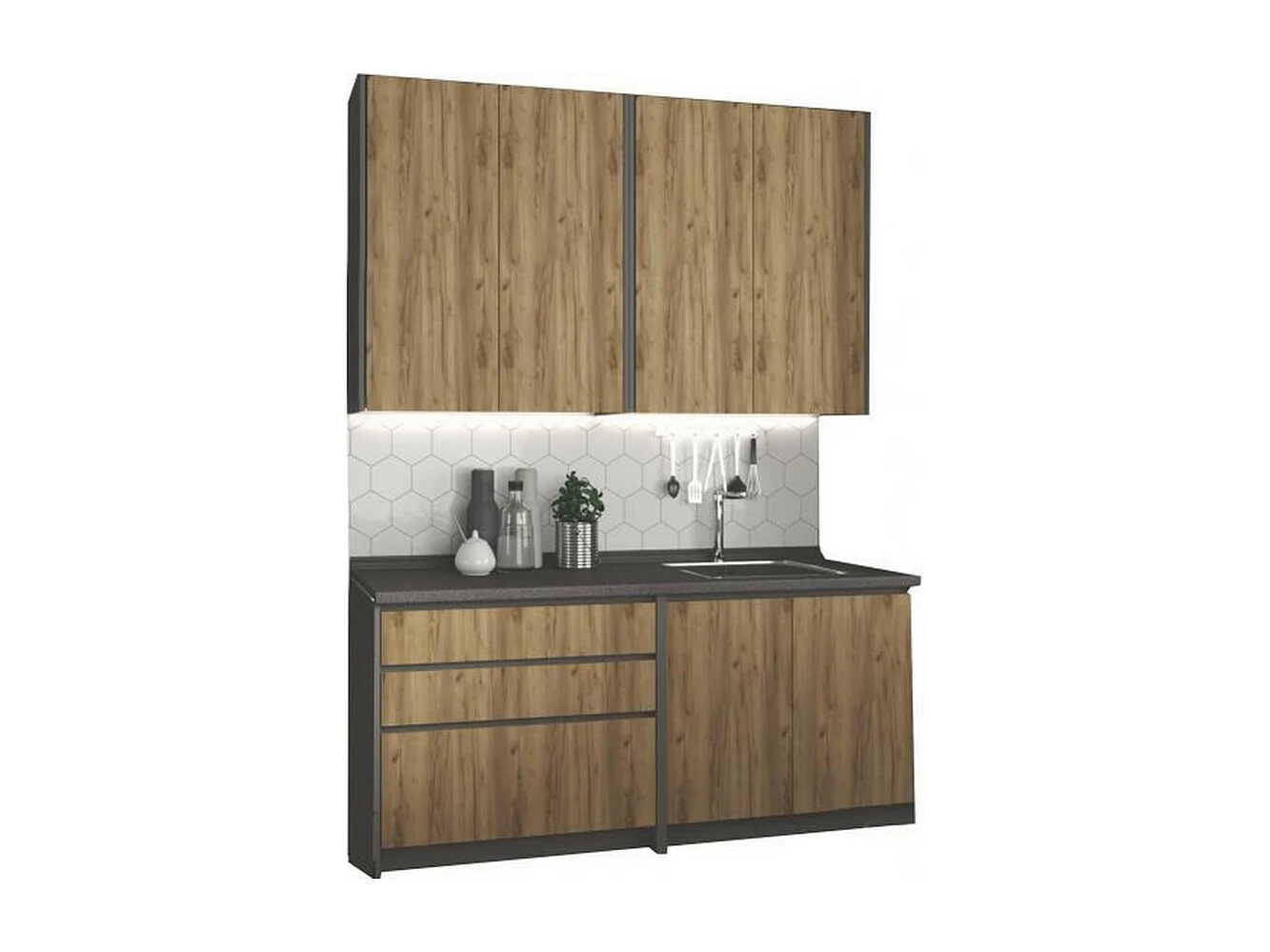 Cucina di design grigio carbone e rovere BINGO