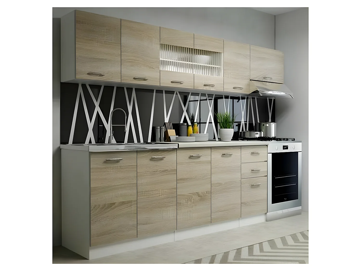 Cucina in stile scandinavo 260cm bianco e legno Nicosia
