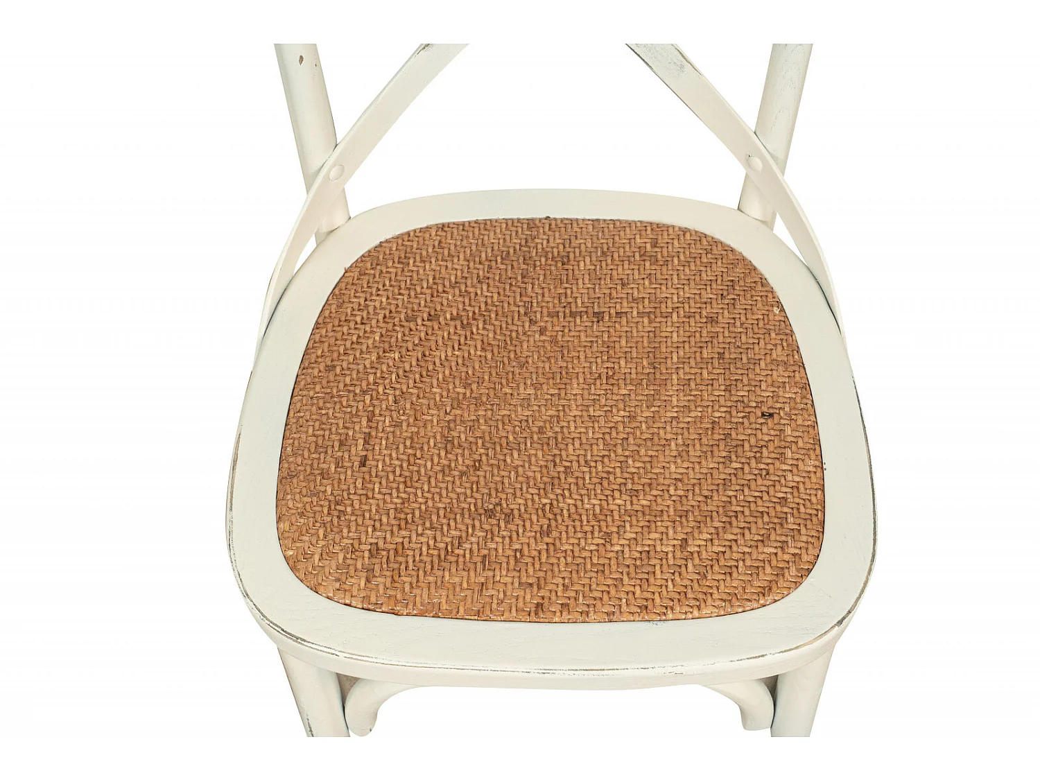 BISCOTTINI Chaise Harmonie - Bois massif blanc antique avec assise en rotin vintage - Cuisine - Bistro - Salle à manger - Salon - 48x52x88 cm